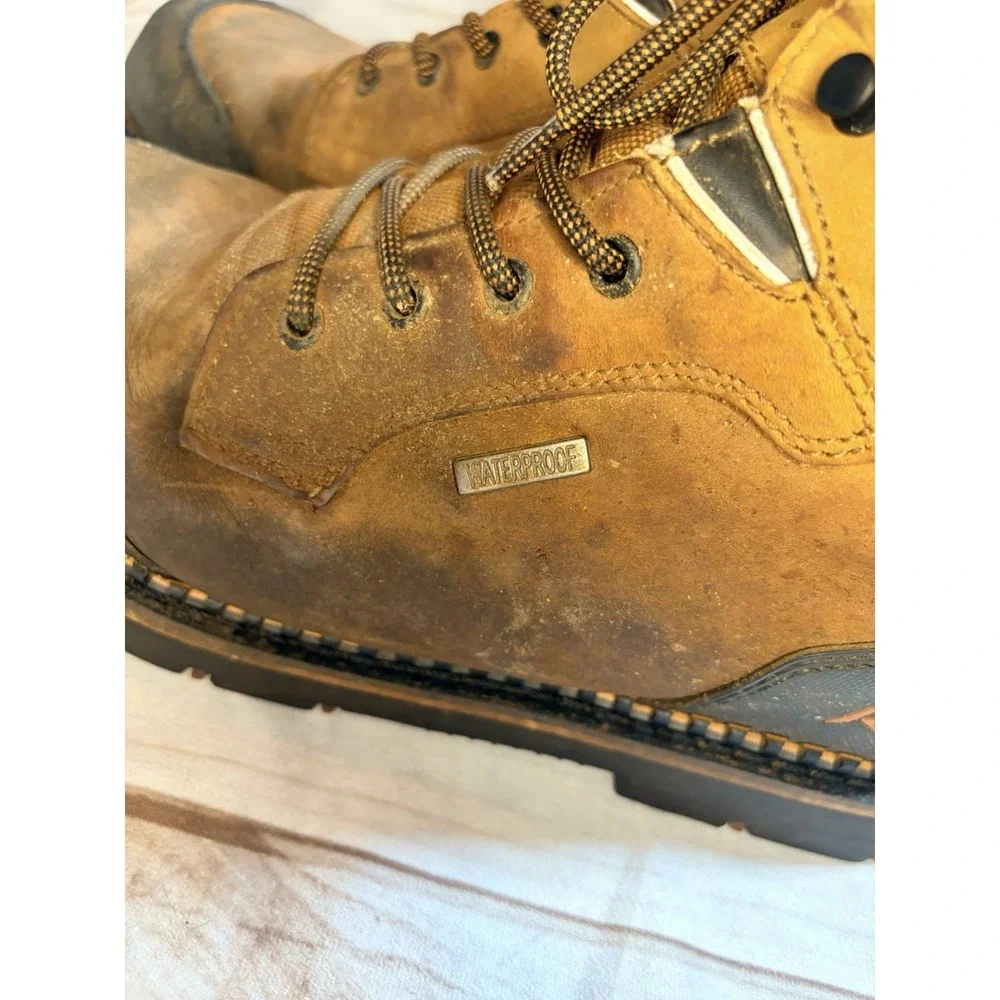 Ridgecut Waterproof Work Boots Mens 13 Brown Leather Steel Toe‎ Lace Up